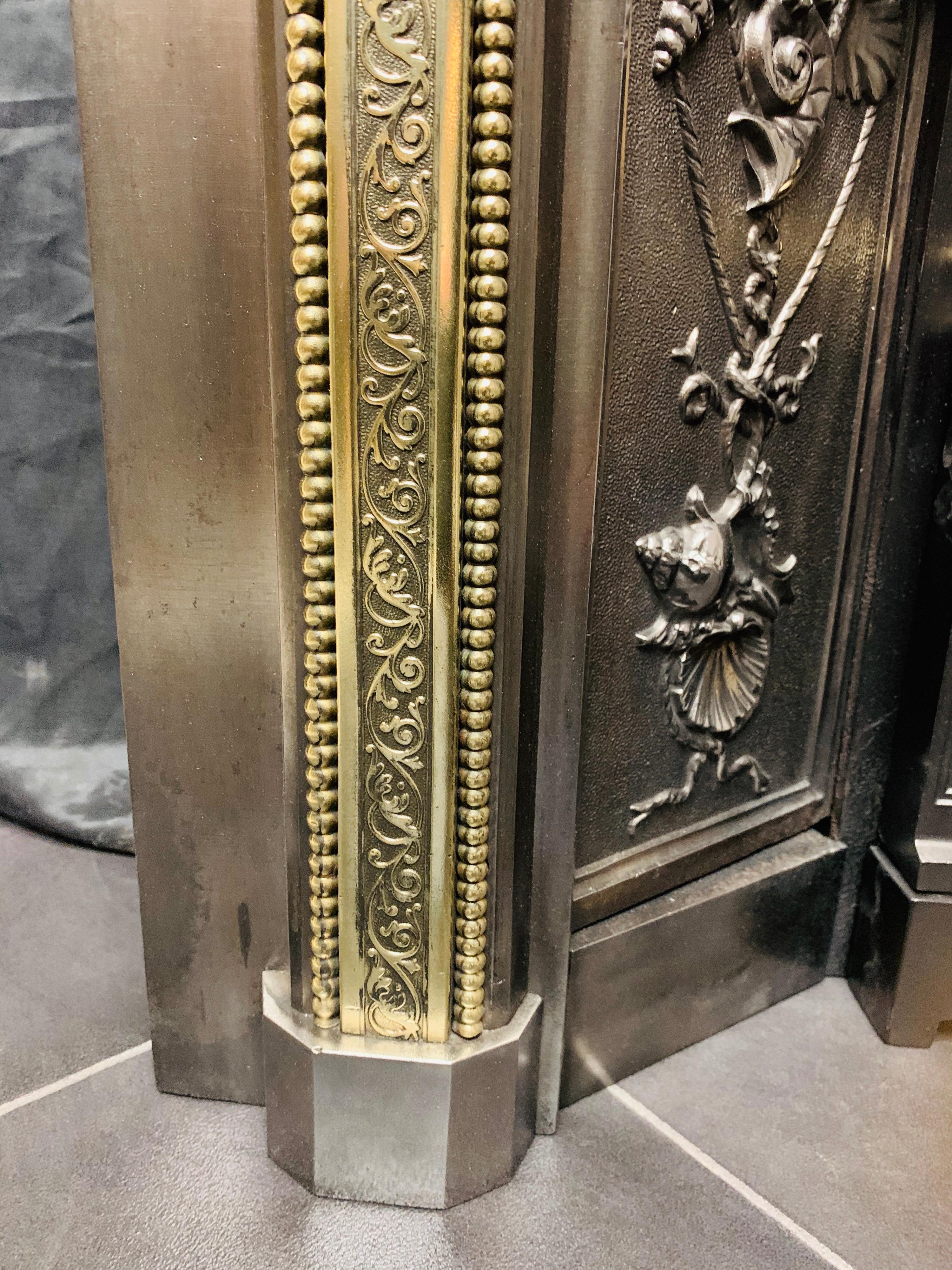 19th Century Victorian Scottish Brass and Polished Cast Iron Fireplace Insert 7
