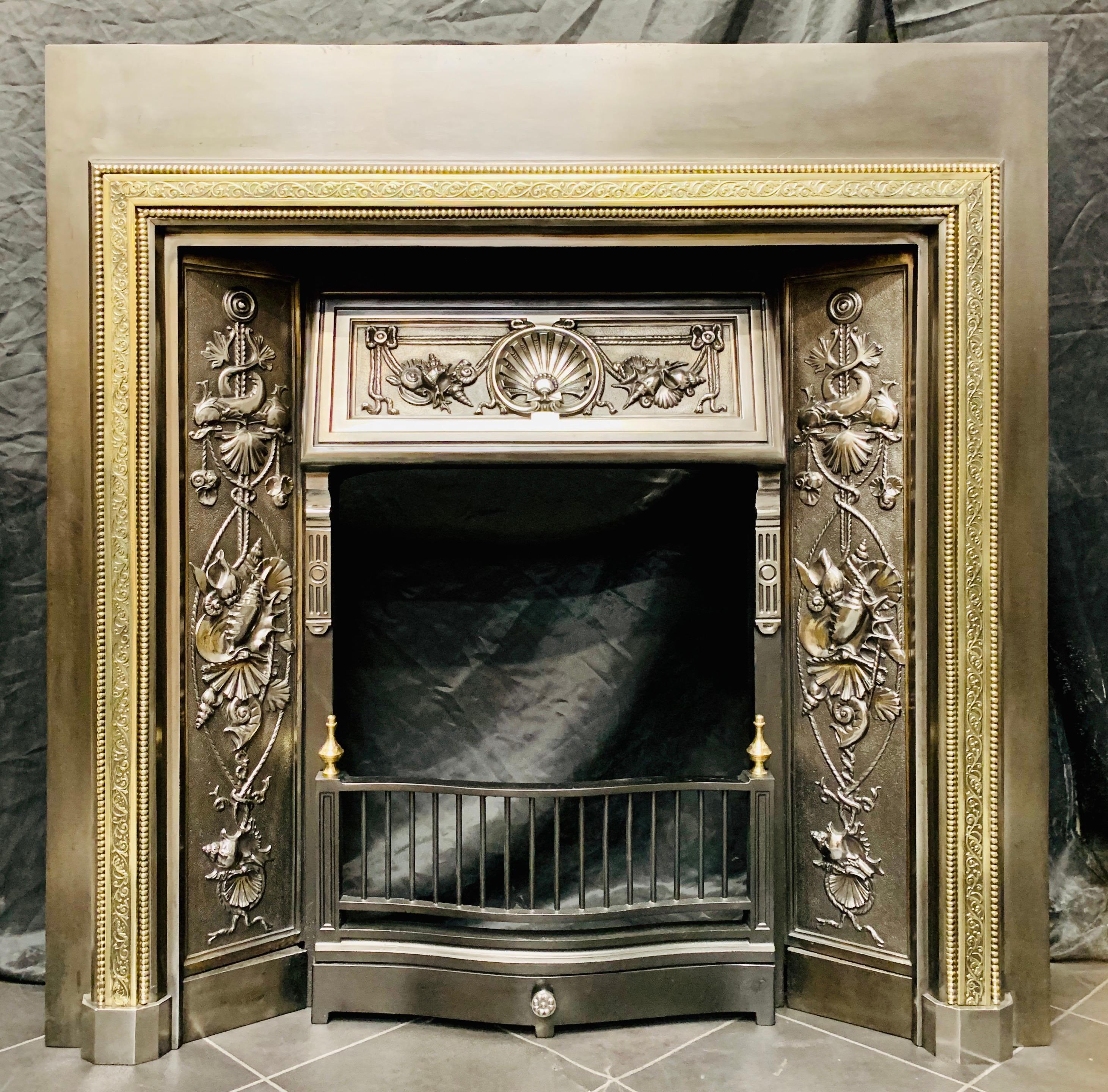 antique brass fireplace insert