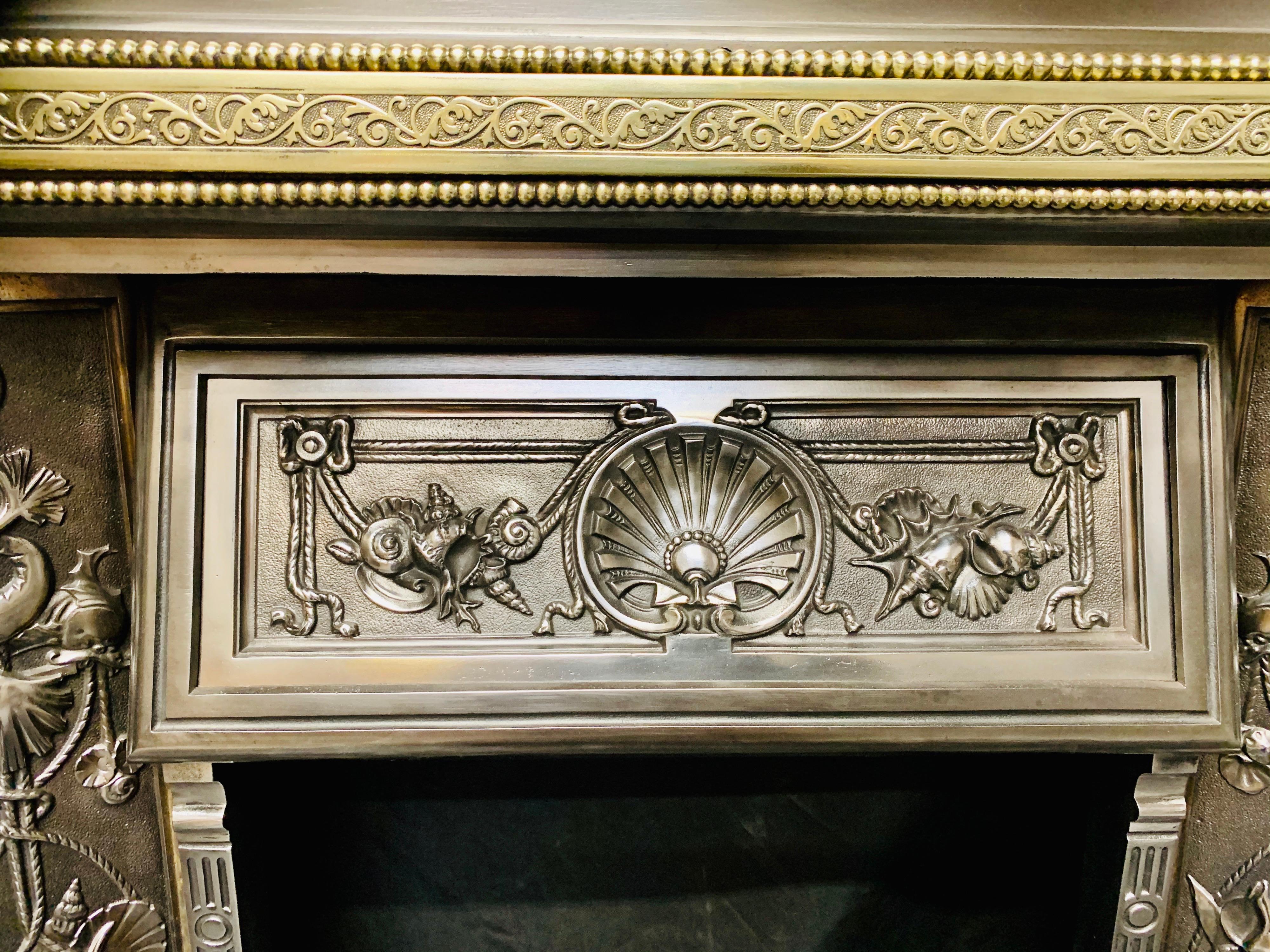 19th Century Victorian Scottish Brass and Polished Cast Iron Fireplace Insert 2