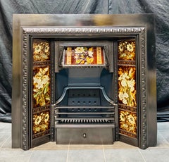 19th Century Victorian Scottish Carron Cast Iron Tiled Fireplace Insert.