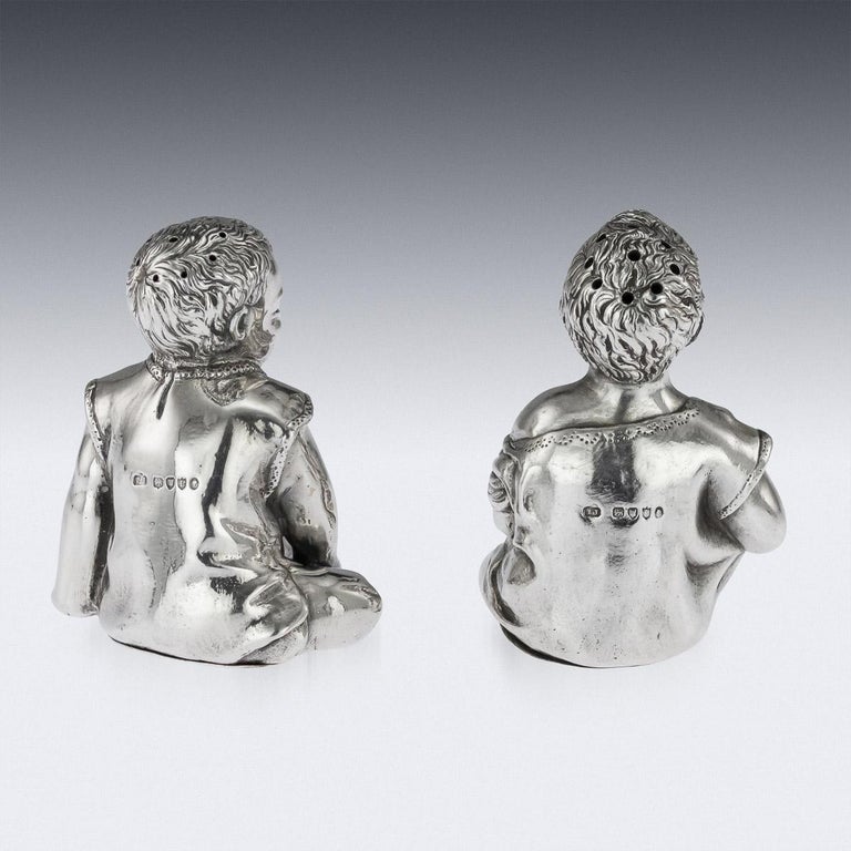 19th Century Victorian Silver Figurative Salt and Pepper, London, circa 1886 at 1stDibs