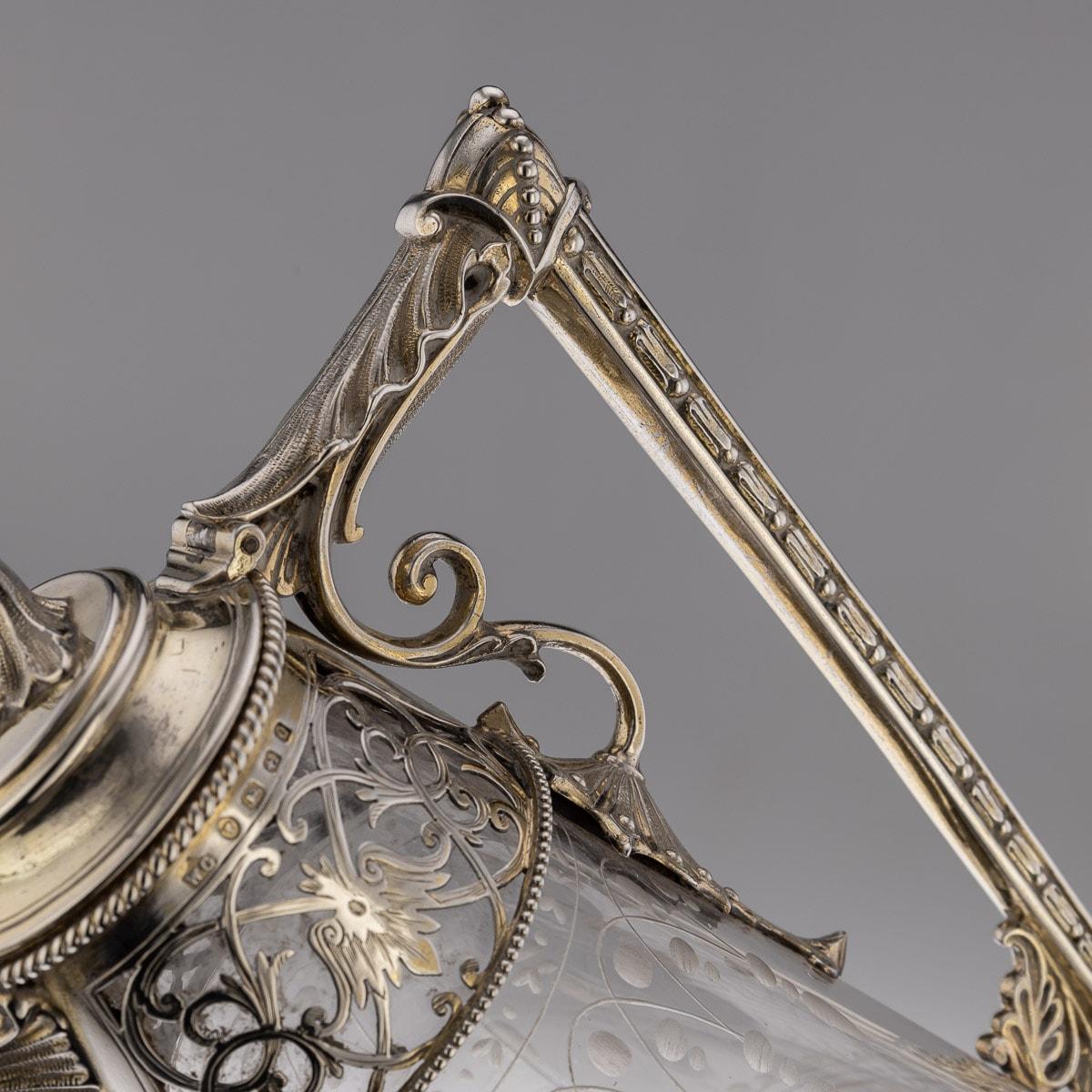 19th Century Victorian Silver & Glass Claret Jug, Gough & Silvester, c.1865 9