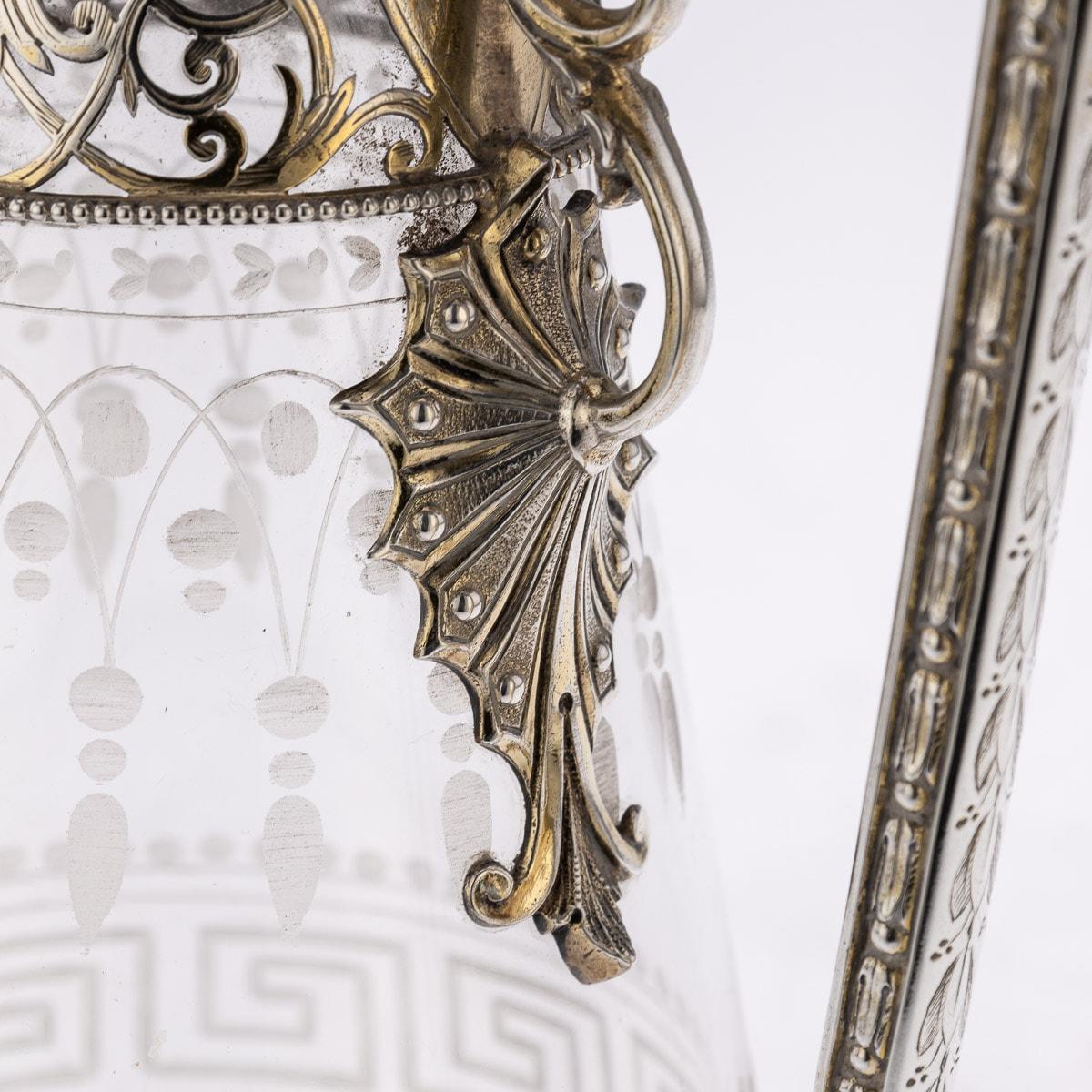 19th Century Victorian Silver & Glass Claret Jug, Gough & Silvester, c.1865 14