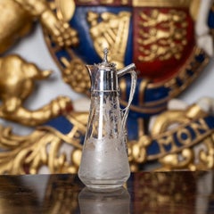 Viktorianischer Jagdkrug aus Silber und Glas aus dem 19. Jahrhundert, Elkington & Co, um 1887