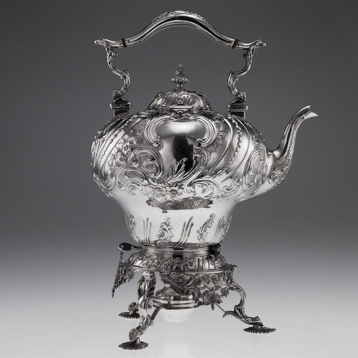 19th Century Victorian Silver Massive Tea Kettle Stand and Burner, circa 1855 In Good Condition In Royal Tunbridge Wells, Kent