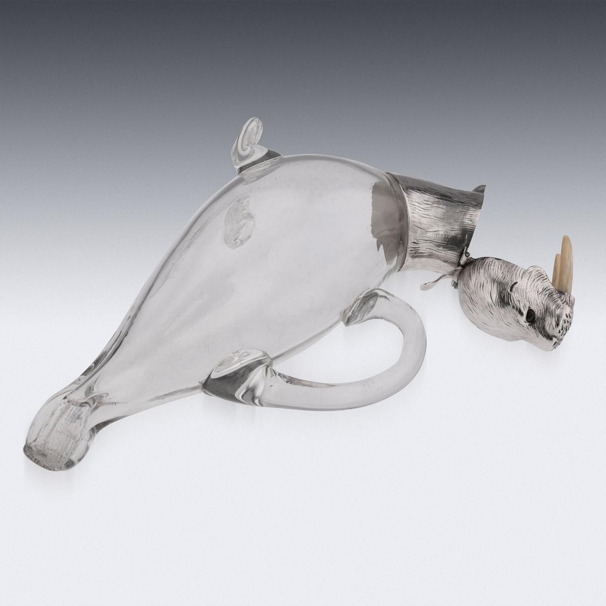 19th Century Victorian Silver Mounted Novelty Walrus Claret Jug, London, c.1881 4