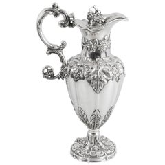 19th Century Victorian Silver Plate Claret Jug Walker 
Hall
