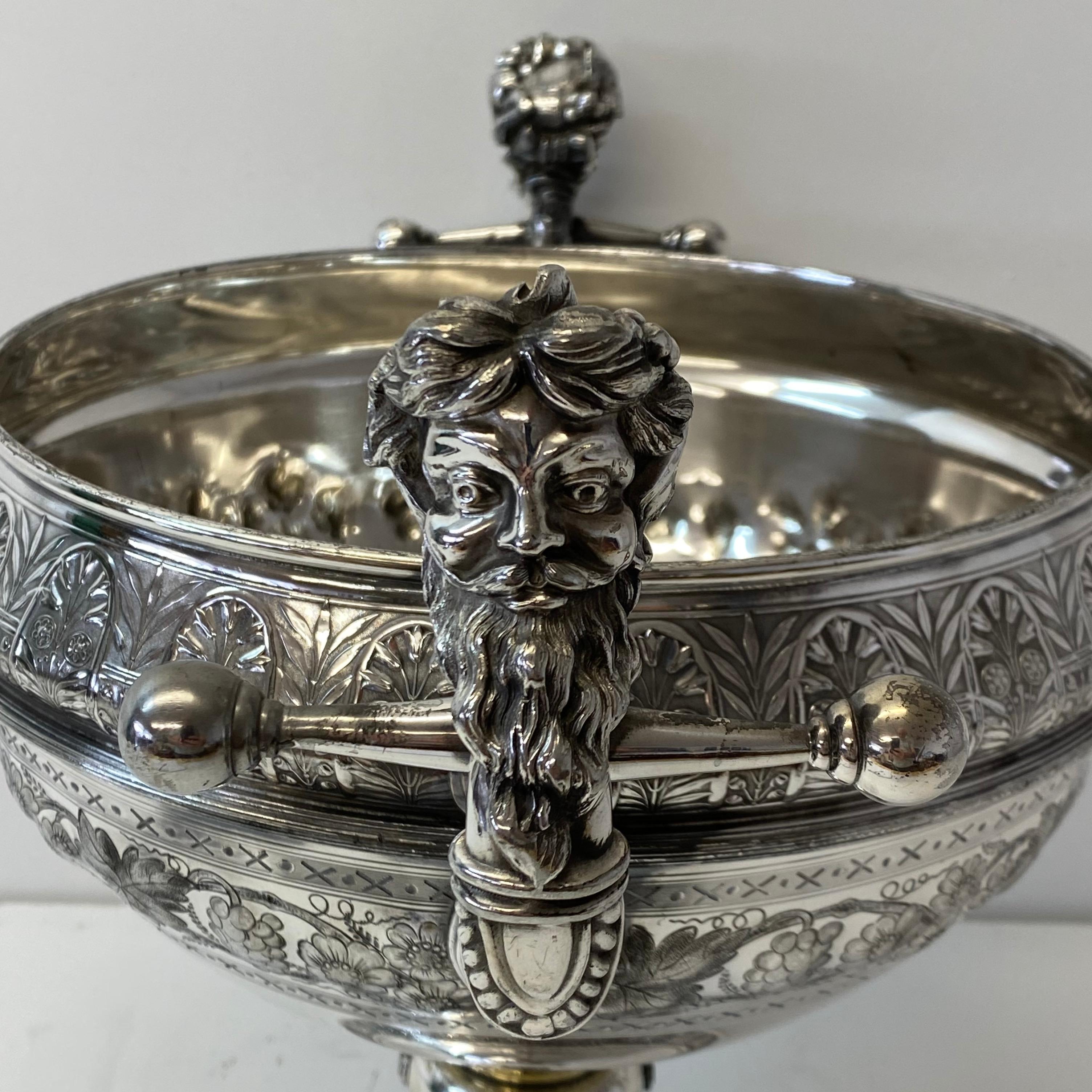 19th century Victorian silver plate punch bowl

Decorative Victorian punch bowl with a perforation in the bowl

The maker is unknown, but the quality is superb!

This would also make a great home for your orchids or fruit

Measures: 11