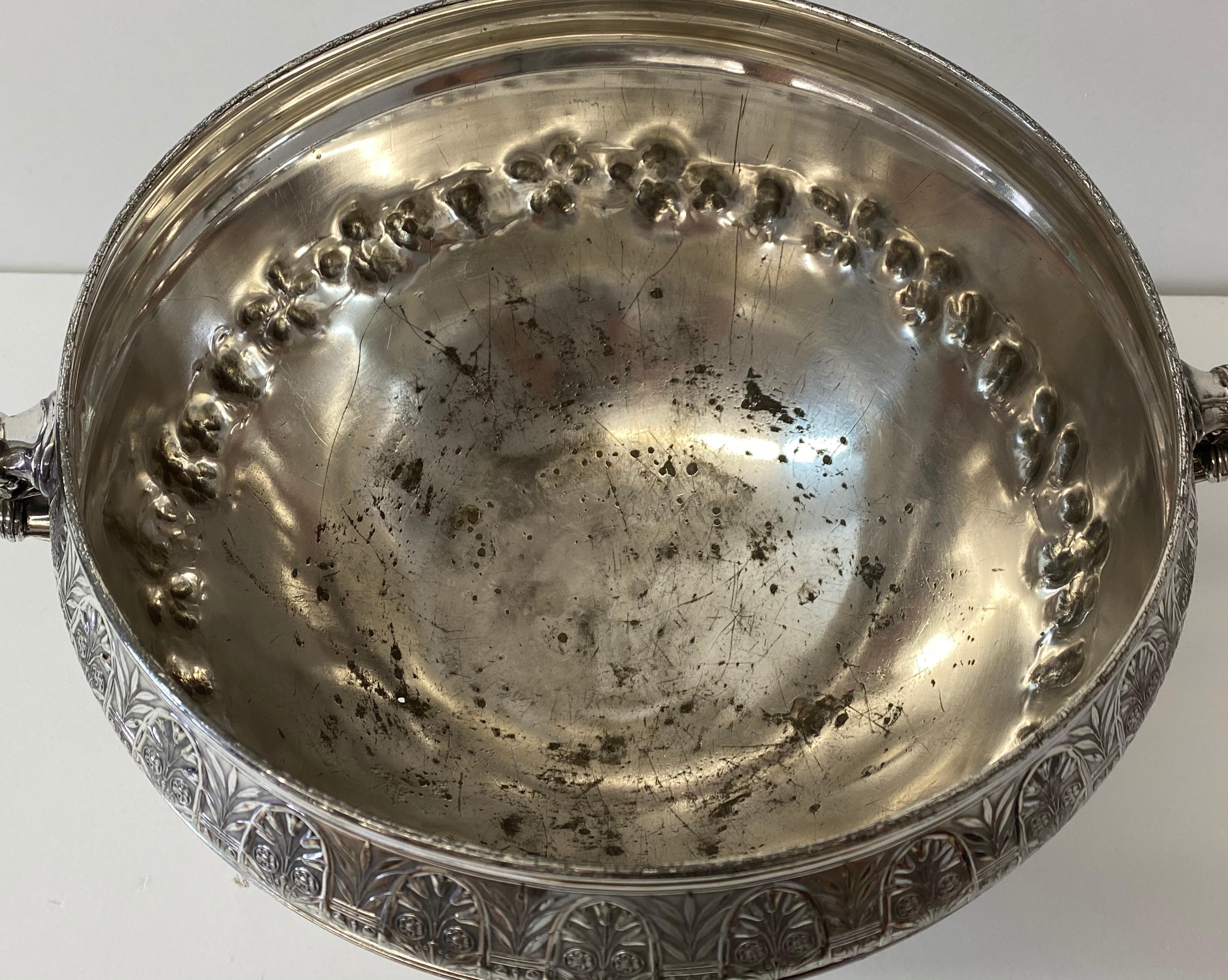 Metal 19th Century Victorian Silver Plate Punch Bowl For Sale