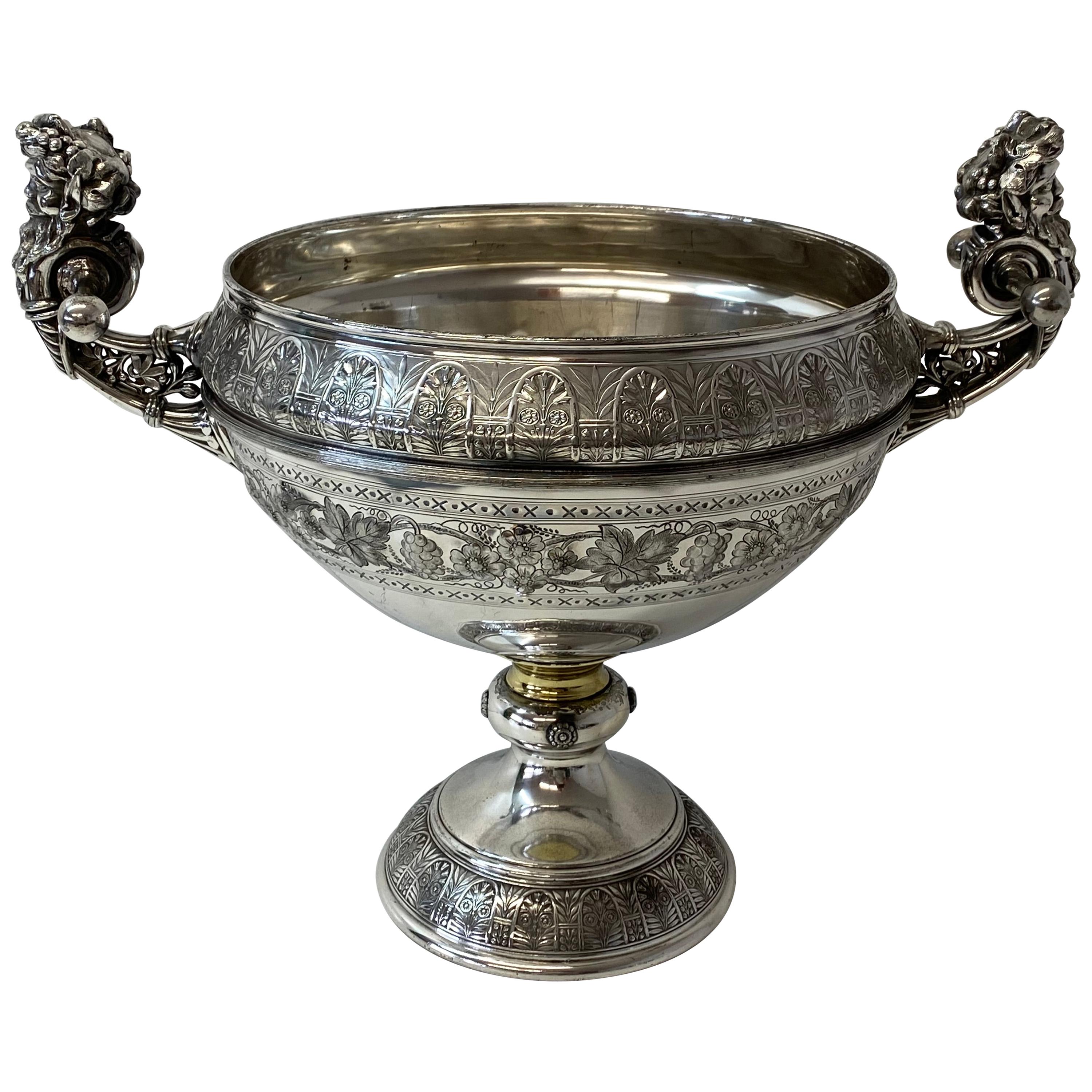 Bol à punch victorien en métal argenté du 19ème siècle