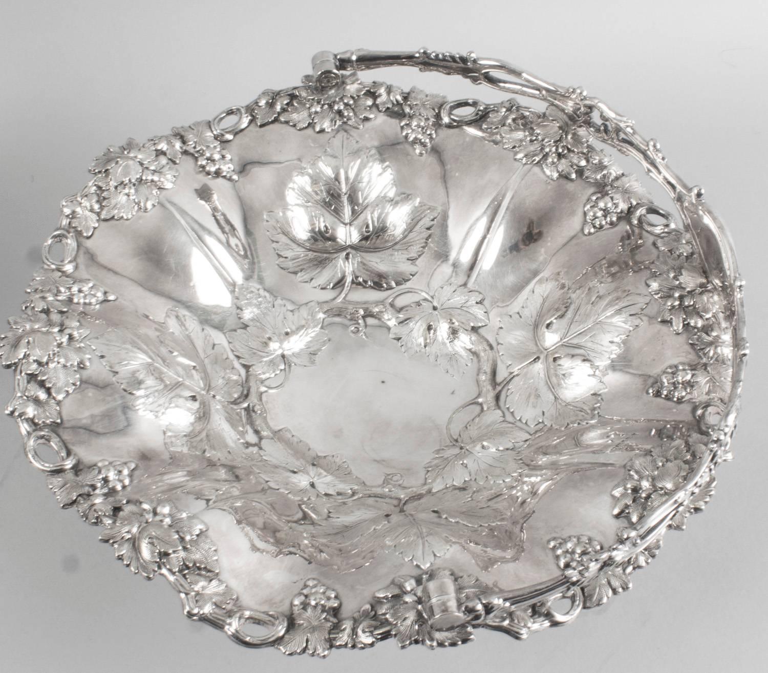 19th Century Victorian Silver Plated Fruit Basket Henry Waterhouse London 1