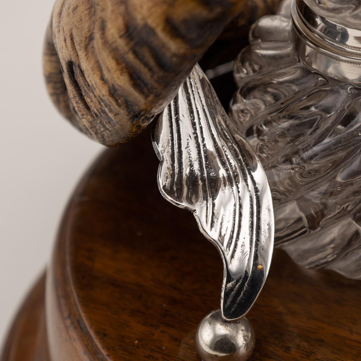 19th Century Victorian Silver Plated & Horn Dolphin Shaped Inkwell, C.1880 4