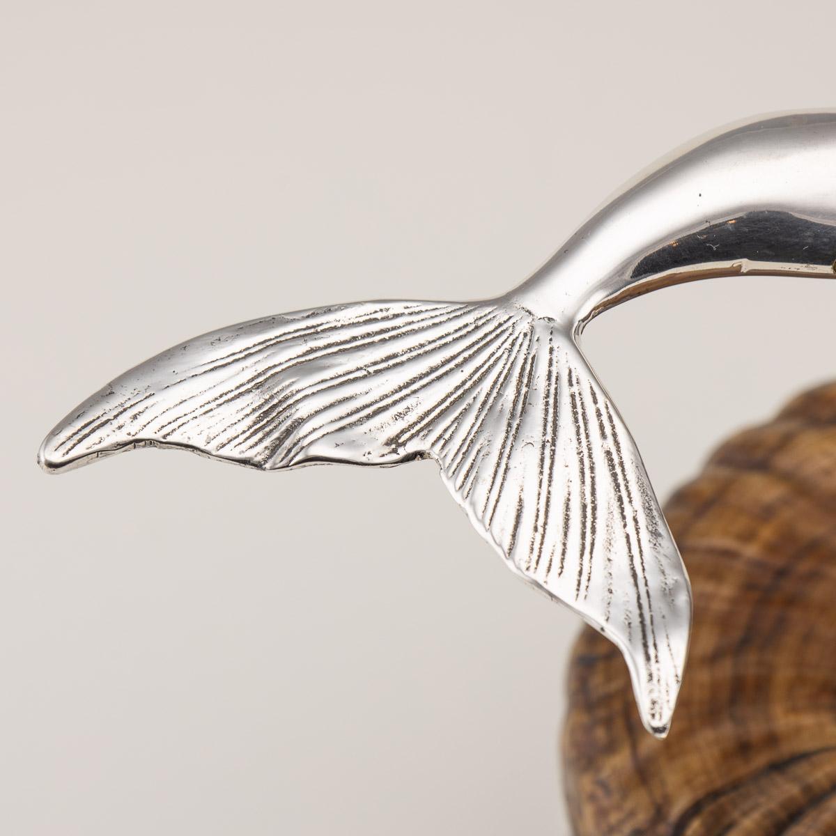 19th Century Victorian Silver Plated & Horn Dolphin Shaped Inkwell, C.1880 5