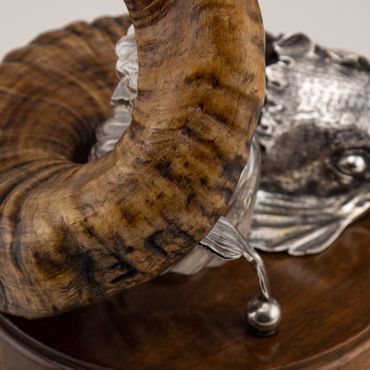 19th Century Victorian Silver Plated & Horn Dolphin Shaped Inkwell, C.1880 6