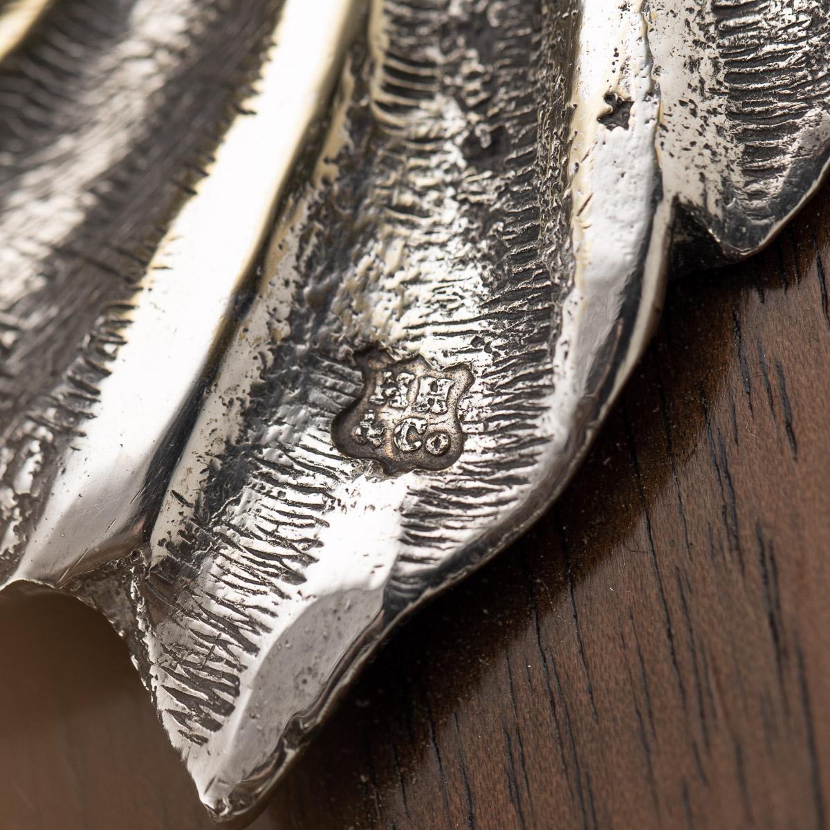 19th Century Victorian Silver Plated & Horn Dolphin Shaped Inkwell, C.1880 10