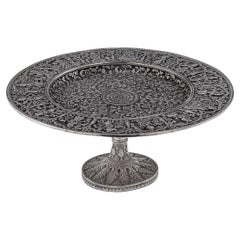 « Indian Kutch Tazza » en métal argenté de l'époque victorienne du 19e siècle, Elkington, vers1869