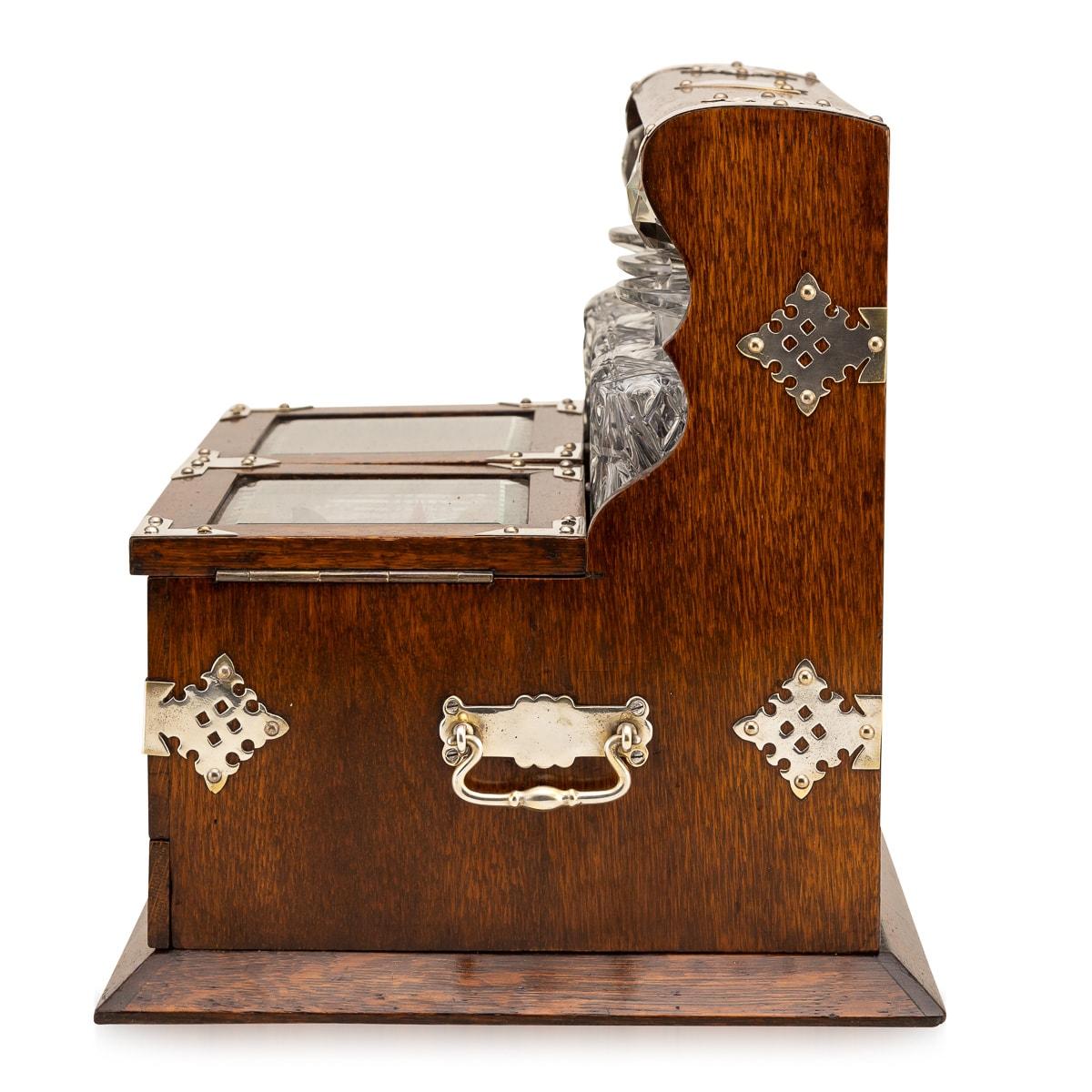 British 19th Century Victorian Silver Plated & Oak Tantalus & Games Compendium, c.1895