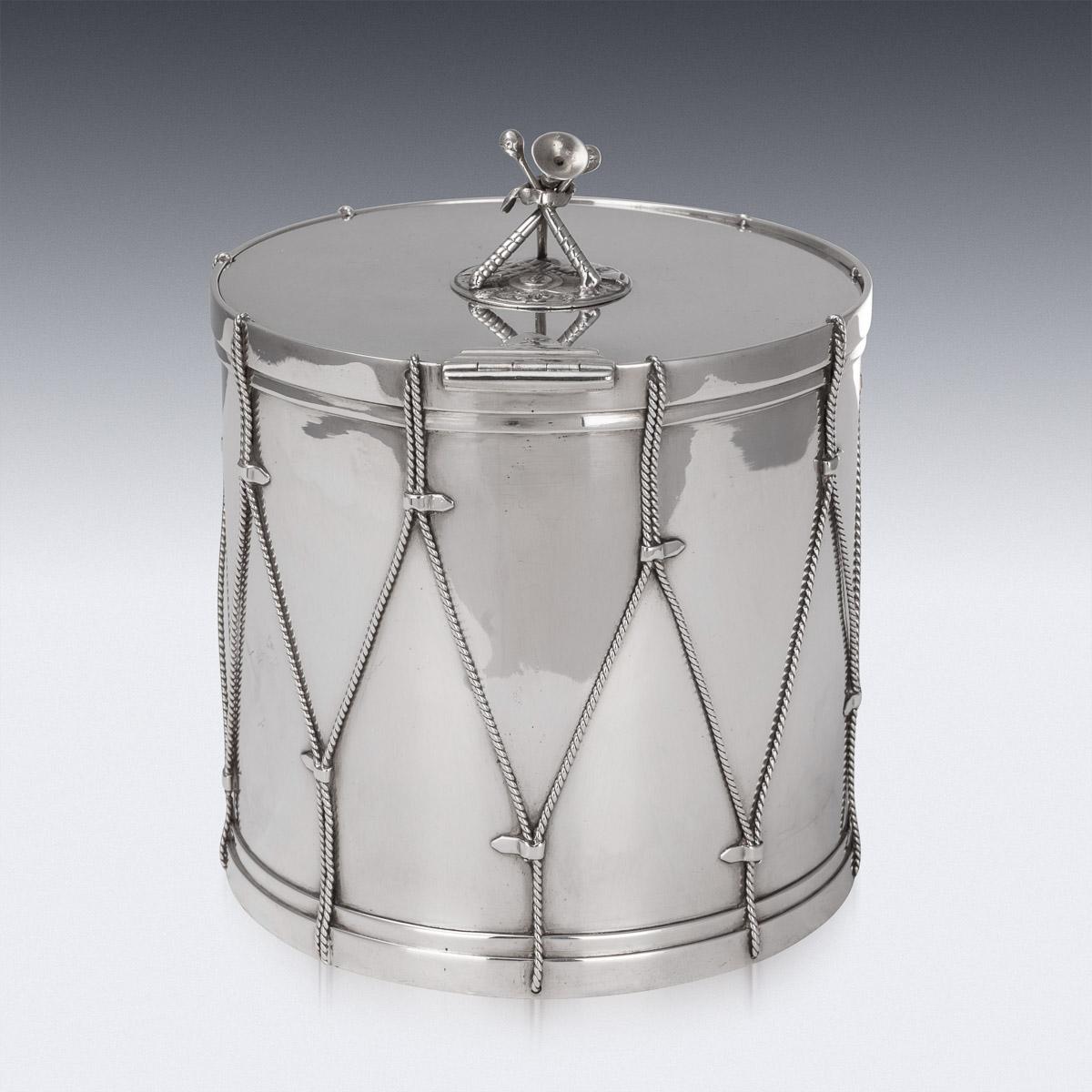 British 19th Century Victorian Silver Plated Regimental Drum Ice Bucket, c.1890