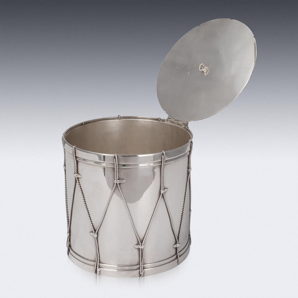 19th Century Victorian Silver Plated Regimental Drum Ice Bucket, c.1890 In Good Condition In Royal Tunbridge Wells, Kent