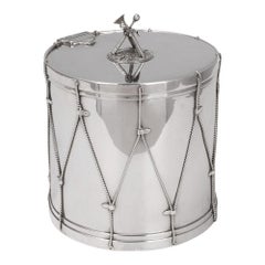 Antique 19th Century Victorian Silver Plated Regimental Drum Ice Bucket, c.1890