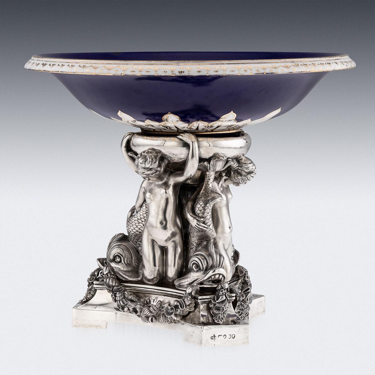 19th Century Victorian Silver & Porcelain Centerpiece, William K Reid, 1840 For Sale 1