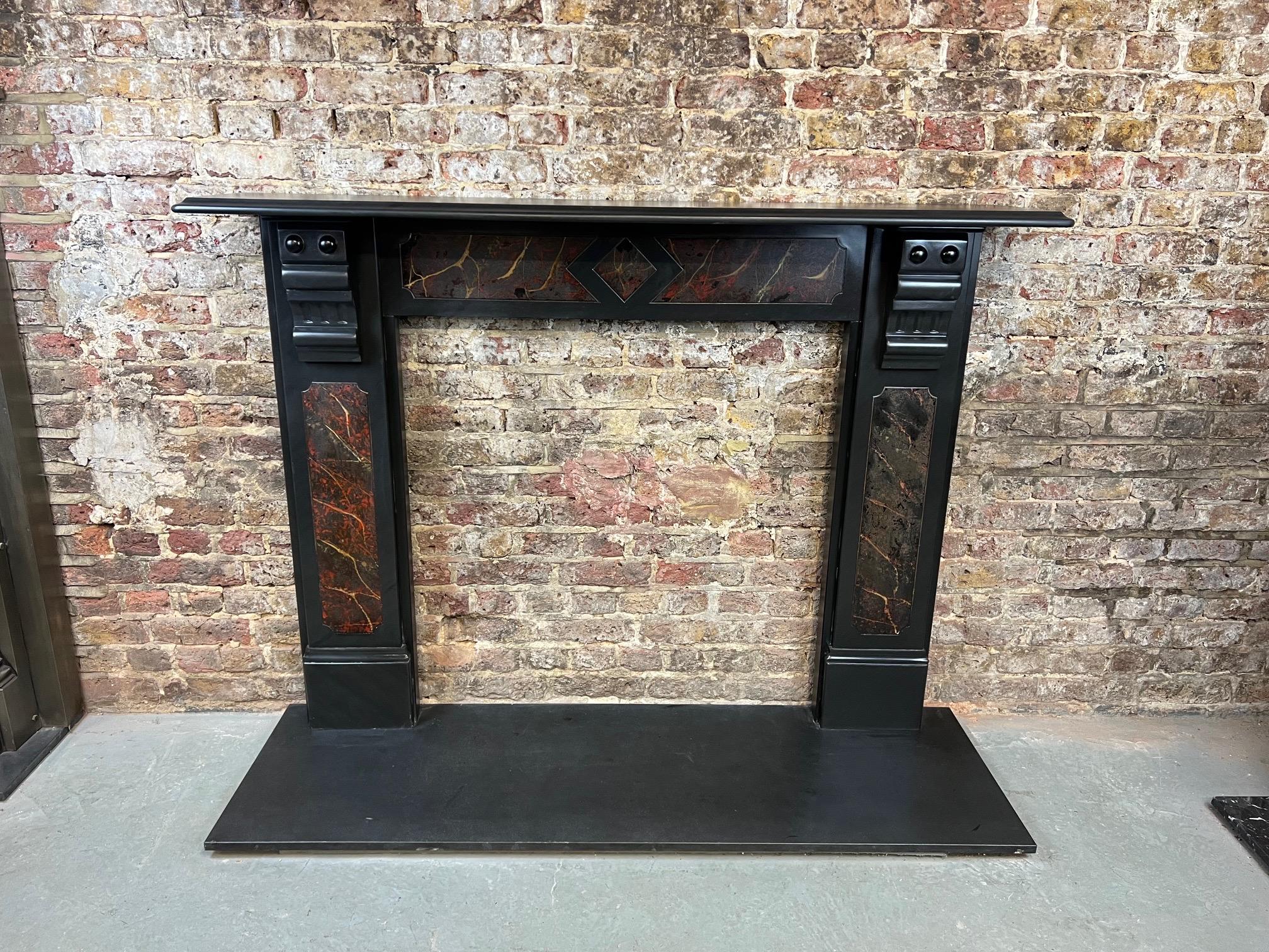 English 19th Century Victorian Slate Fireplace Mantlepiece