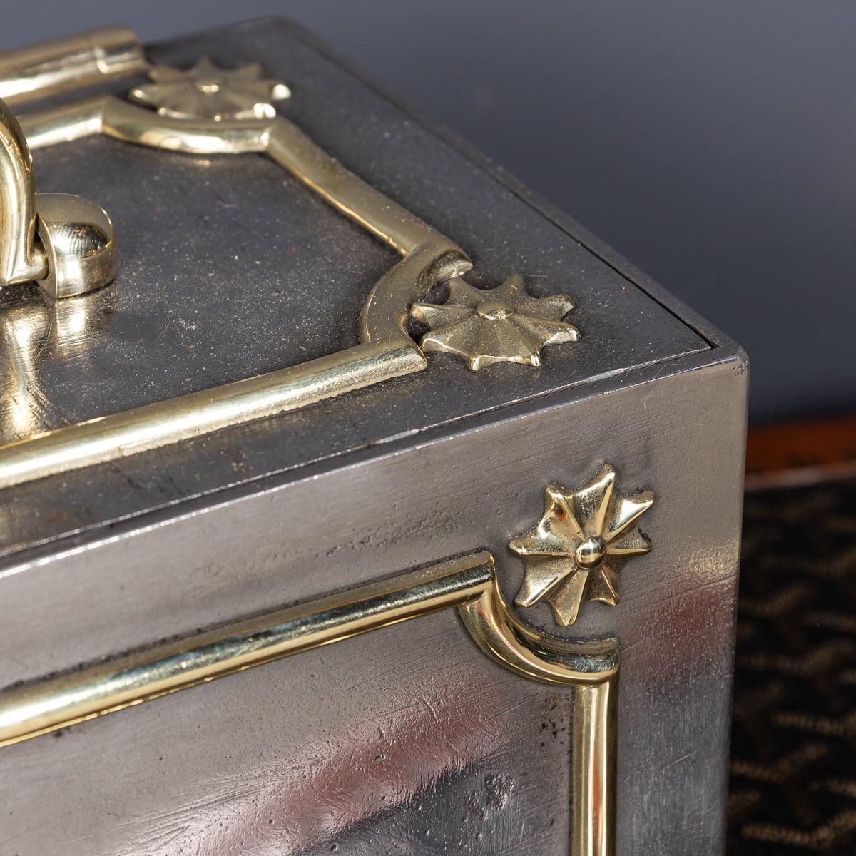 19th Century Victorian Small Cast Iron With Brass Decoration Strong Box c.1890 7