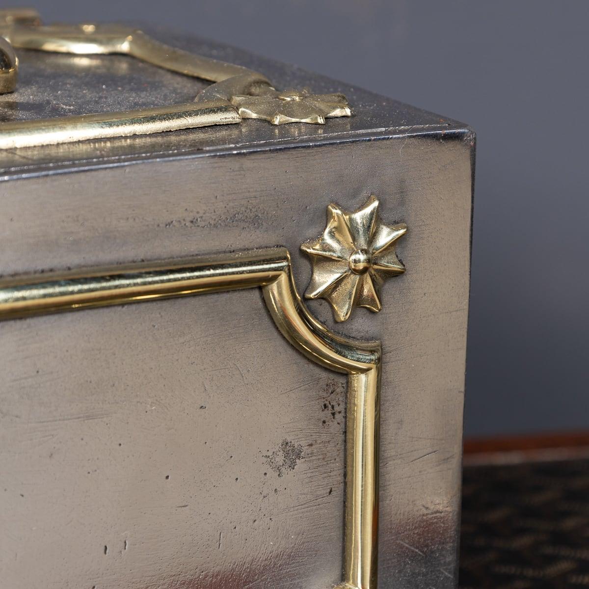 19th Century Victorian Small Cast Iron With Brass Decoration Strong Box c.1890 8