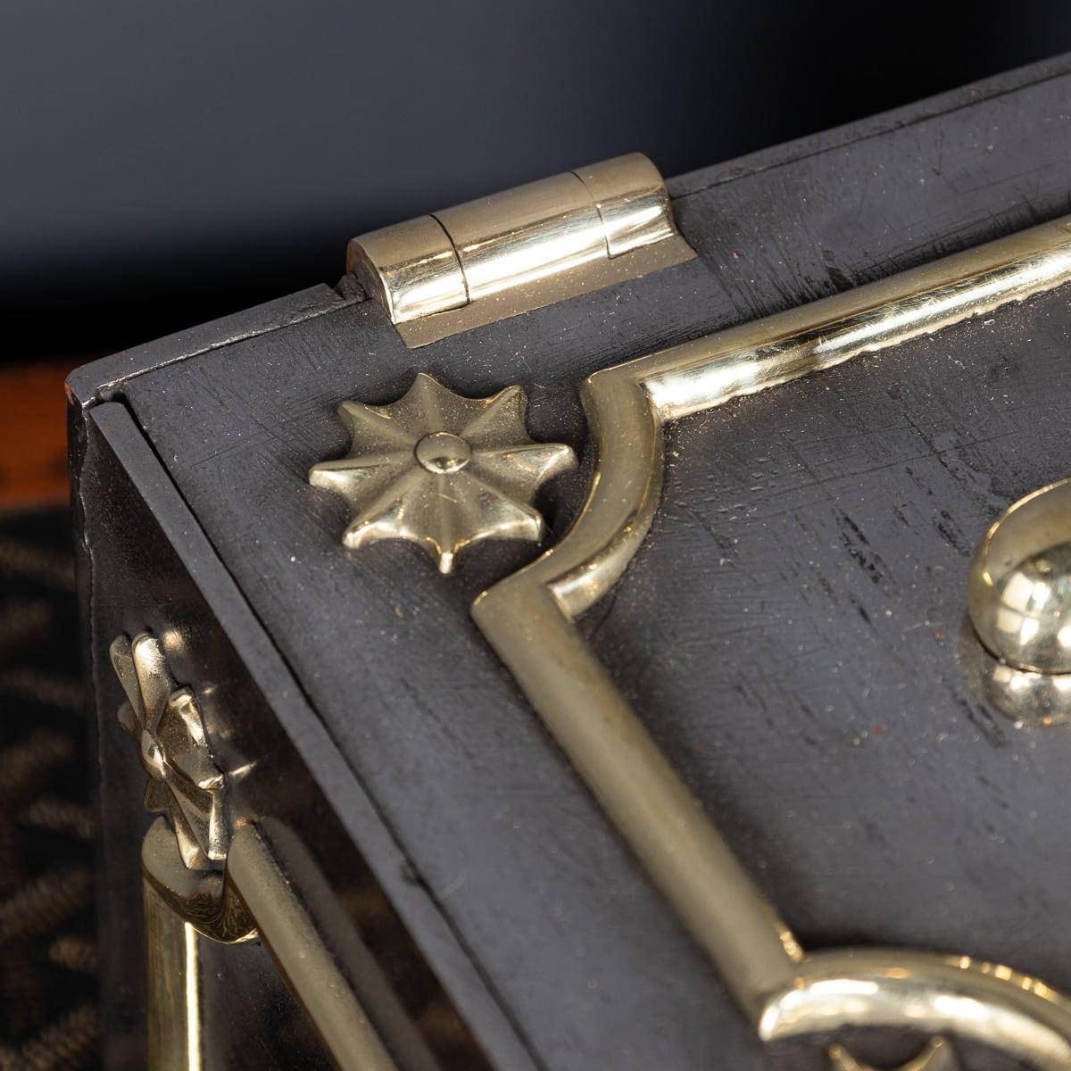 19th Century Victorian Small Cast Iron With Brass Decoration Strong Box c.1890 11