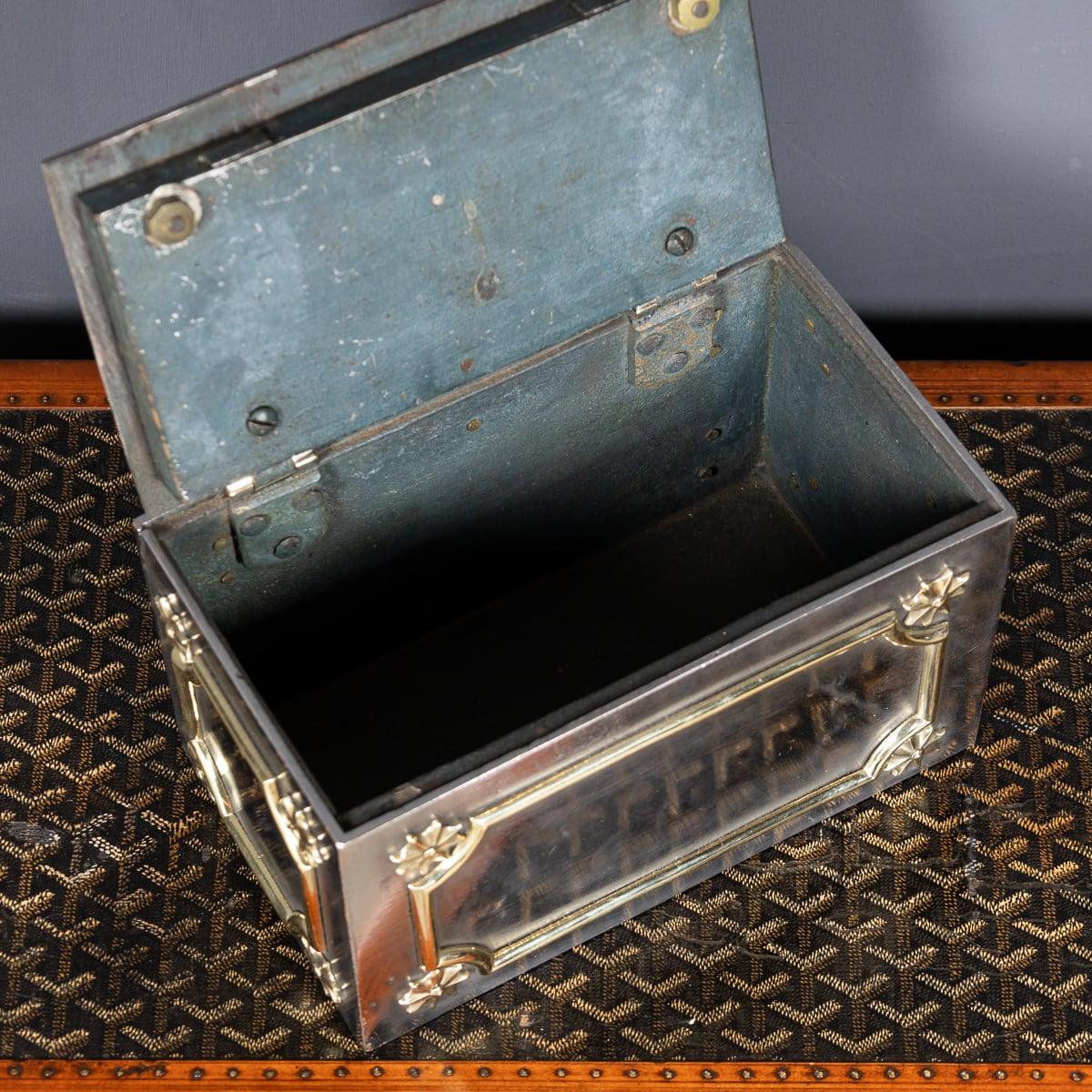 19th Century Victorian Small Cast Iron With Brass Decoration Strong Box c.1890 3