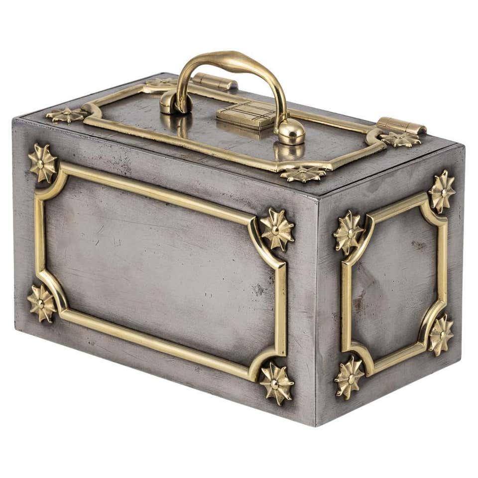 Strong Box 19th Century Victorian Cast Iron Bound Strong Box, C.1860 at 1stDibs
