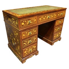 19th Century Victorian Small Pedestal Inlay Desk