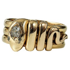19th century victorian snake gold and diamond ring by Barnet Henry Joseph 1885