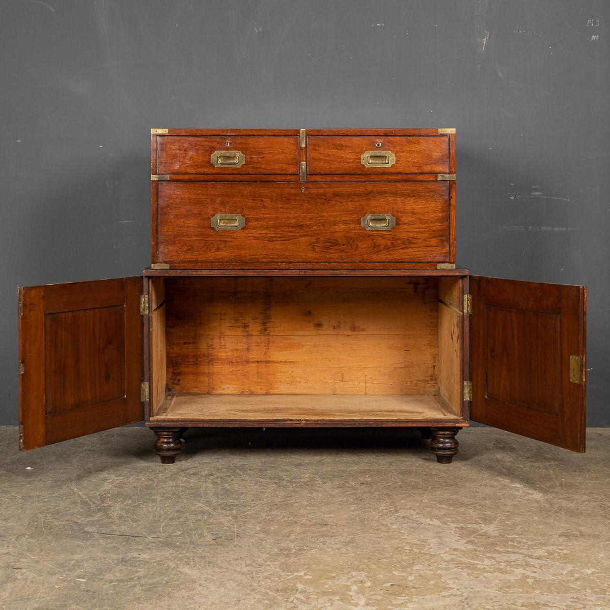 19th Century Victorian Solid Mahogany & Brass Campaign Dresser, c.1860 For Sale 1