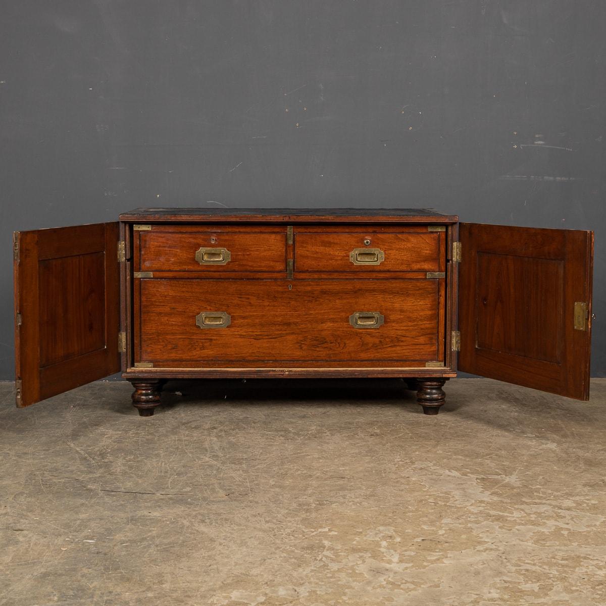 19th Century Victorian Solid Mahogany & Brass Campaign Dresser, c.1860 For Sale 5