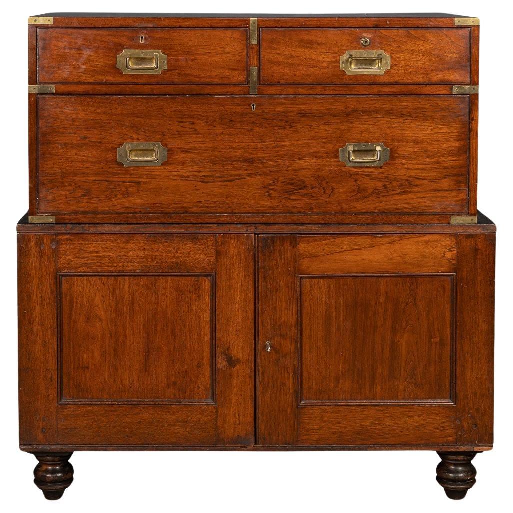 19th Century Victorian Solid Mahogany & Brass Campaign Dresser, c.1860 For Sale