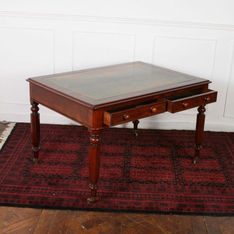 British 19th Century Victorian Solid Mahogany Library Desk For Sale