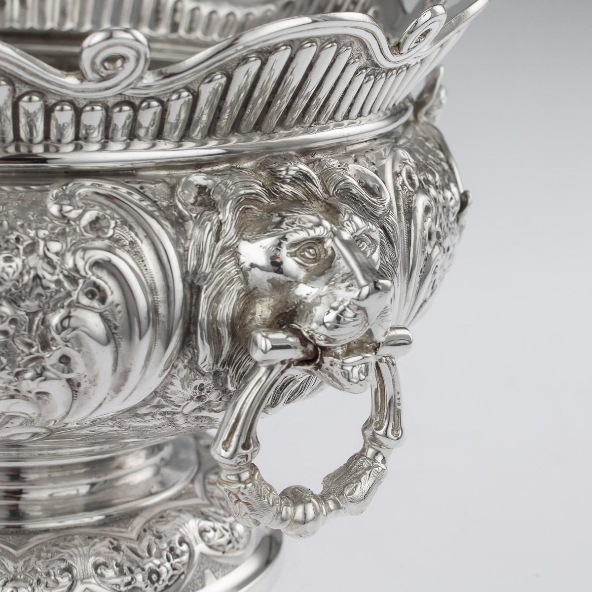 19th Century Victorian Solid Silver Armada Bowl, London, c.1897 1