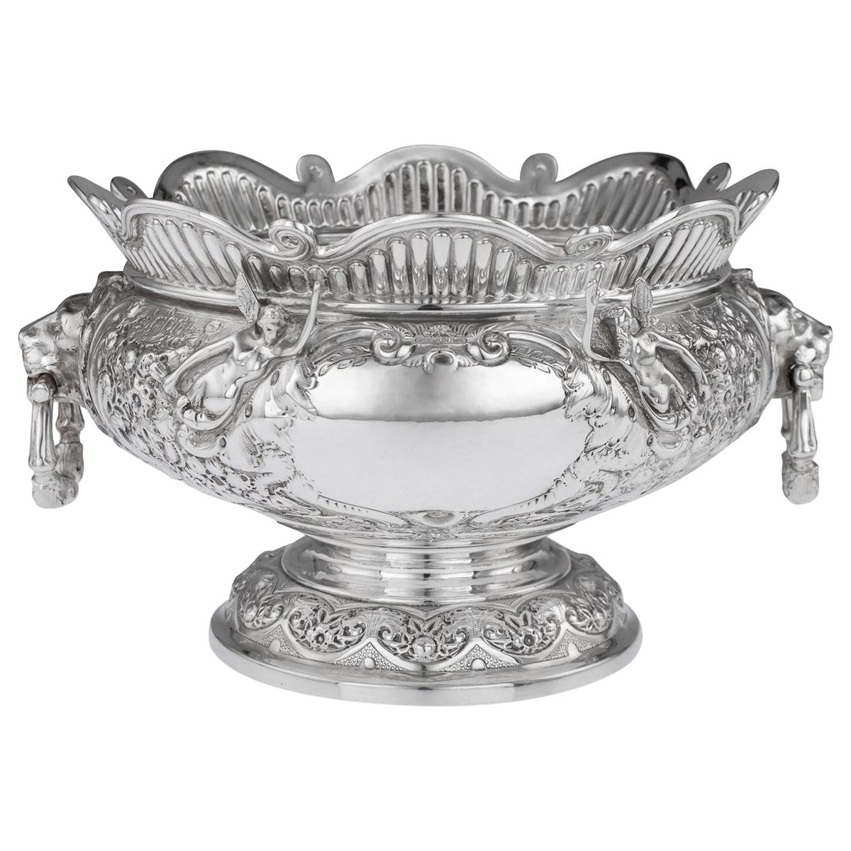 19th Century Victorian Solid Silver Armada Bowl, London, c.1897