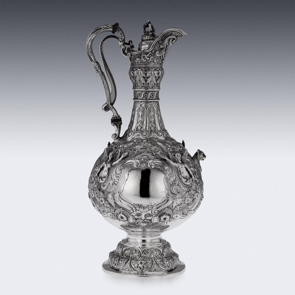 19th Century Victorian Solid Silver Armada Jug, London, circa 1887 1