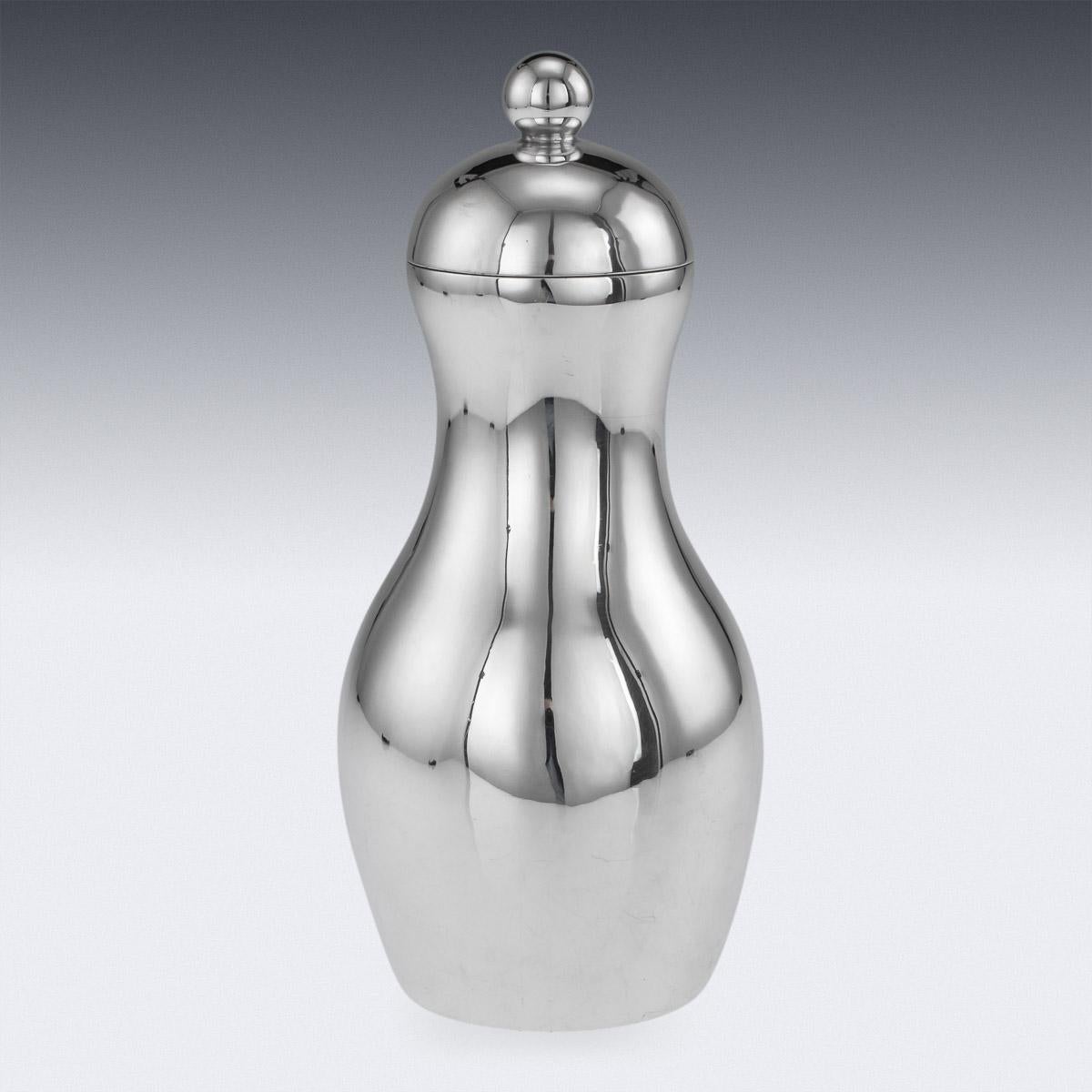 British 19th Century Victorian Solid Silver 'Bowling Pin' Cocktail Shaker, c.1899