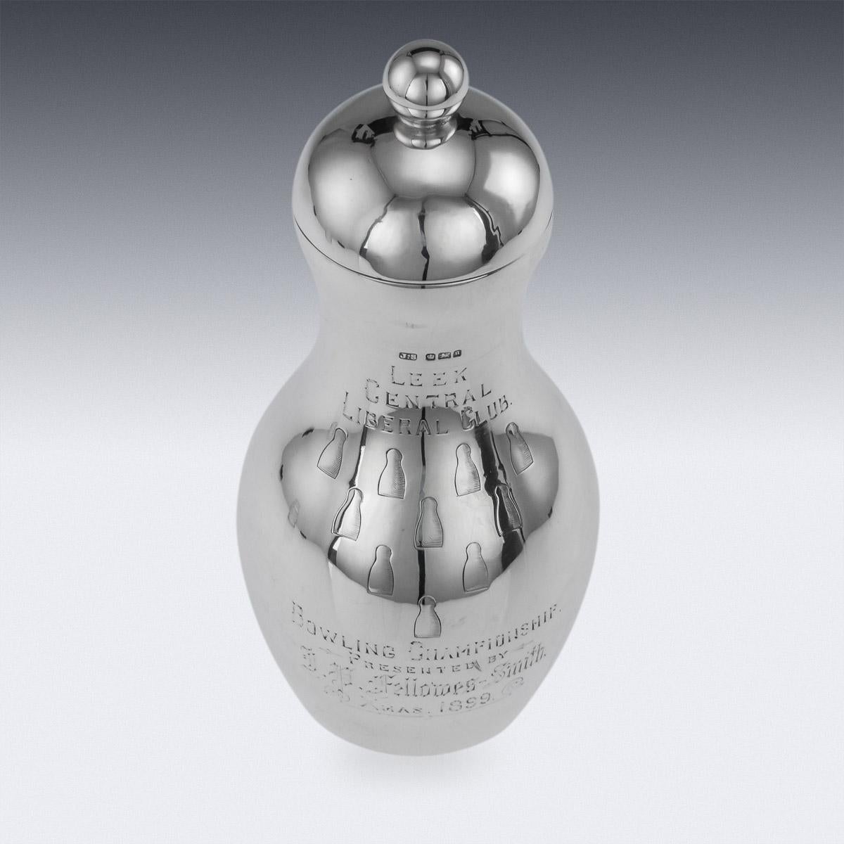 19th Century Victorian Solid Silver 'Bowling Pin' Cocktail Shaker, c.1899 1