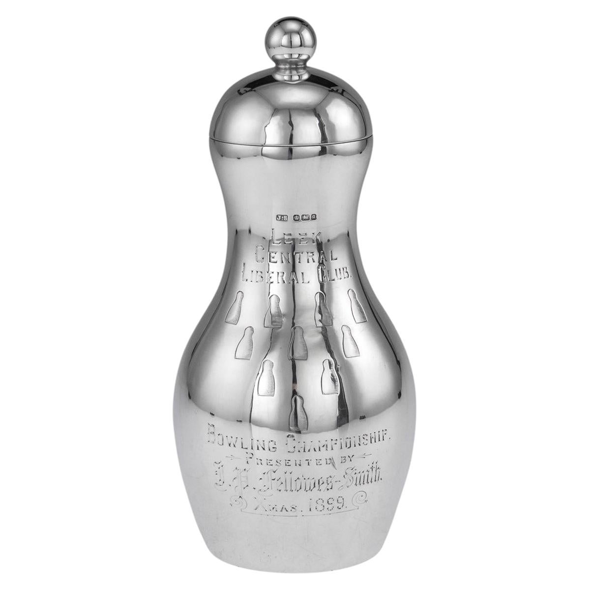 19th Century Victorian Solid Silver 'Bowling Pin' Cocktail Shaker, c.1899