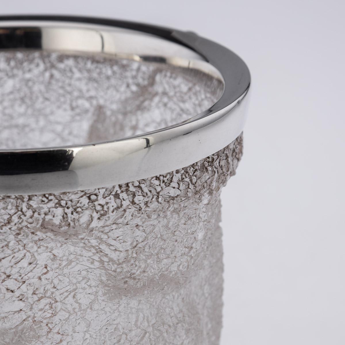 19th Century Victorian Solid Silver & Cracked Glass Ice Bucket, c.1896 8