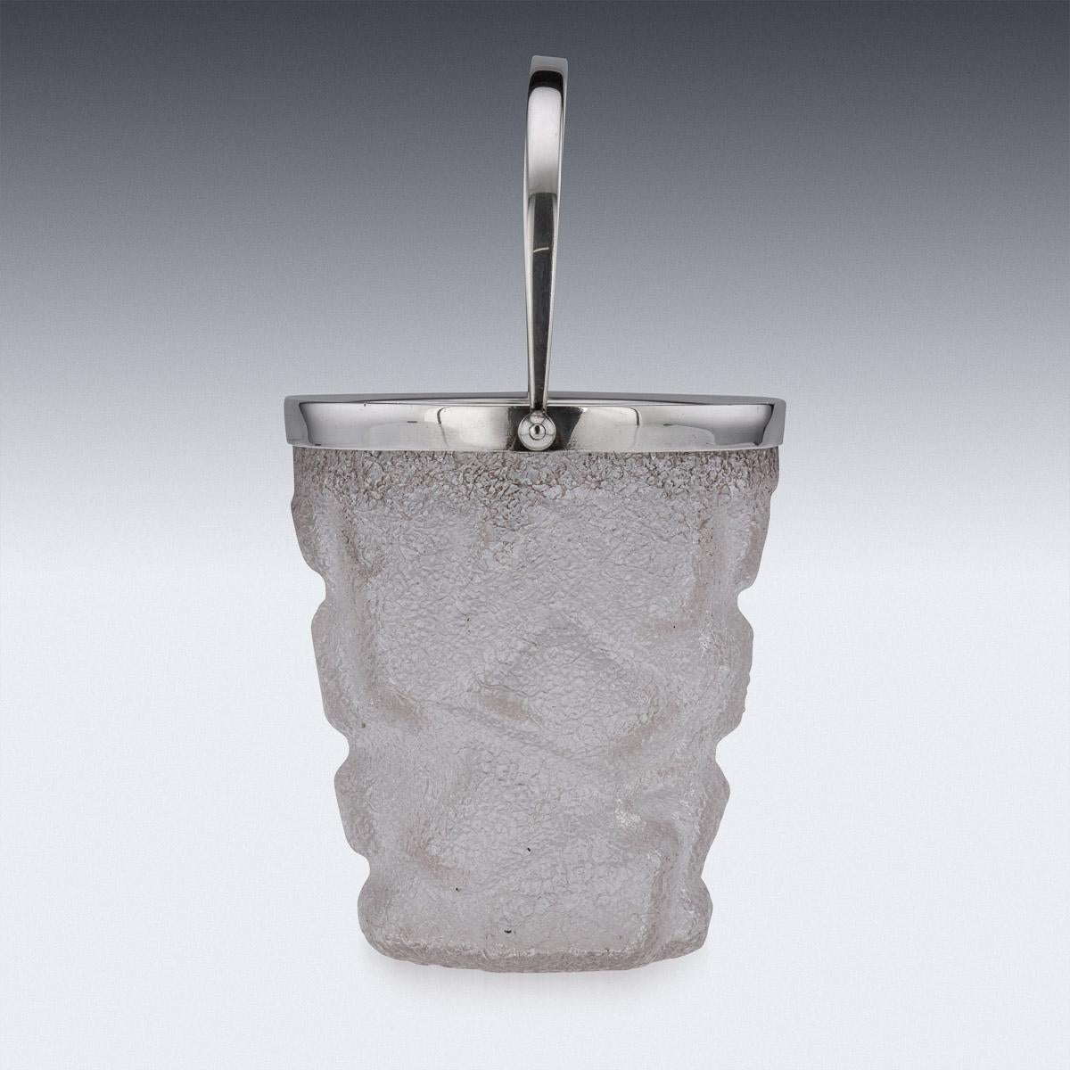 19th Century Victorian Solid Silver & Cracked Glass Ice Bucket, c.1896 For Sale 1
