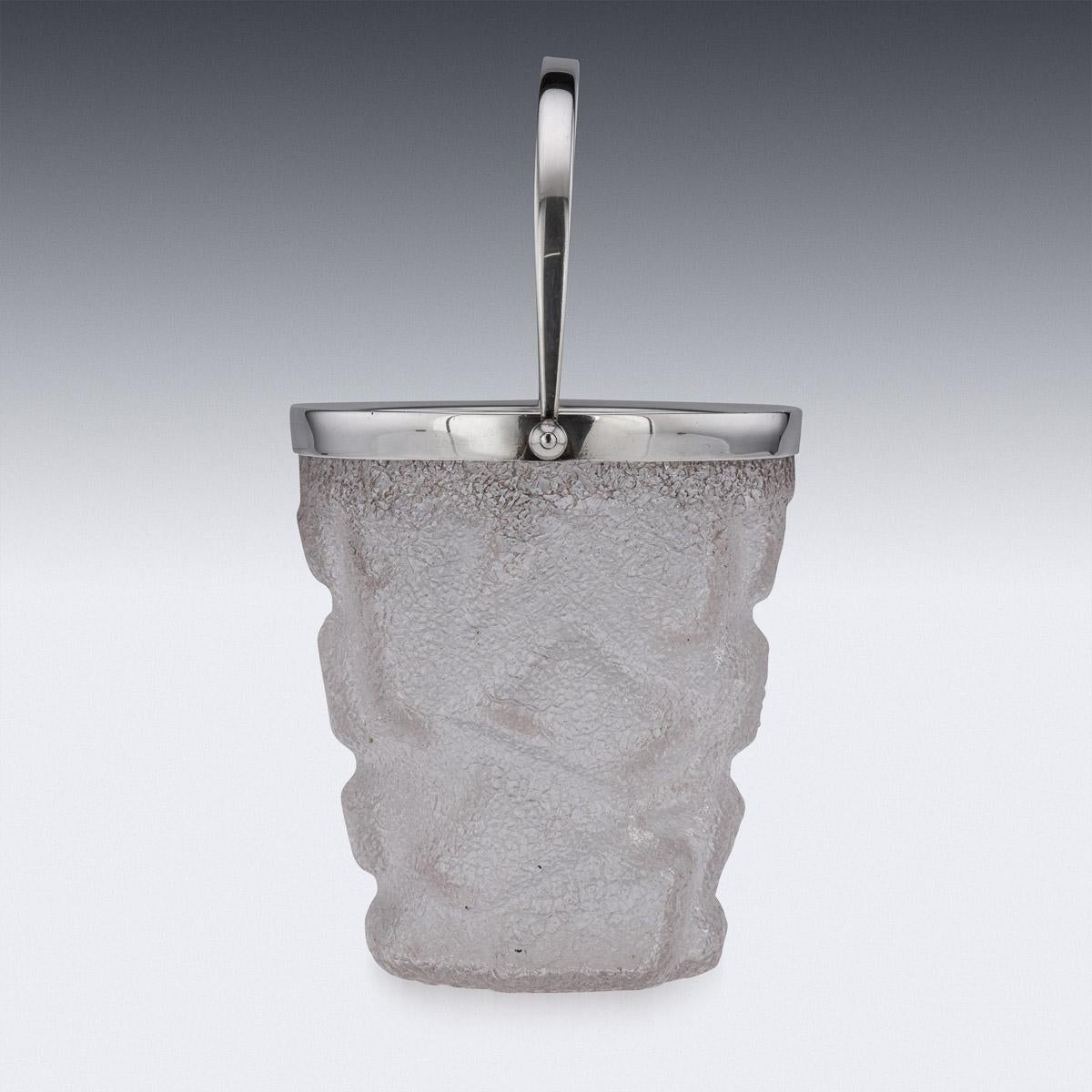 19th Century Victorian Solid Silver & Cracked Glass Ice Bucket, c.1896 1