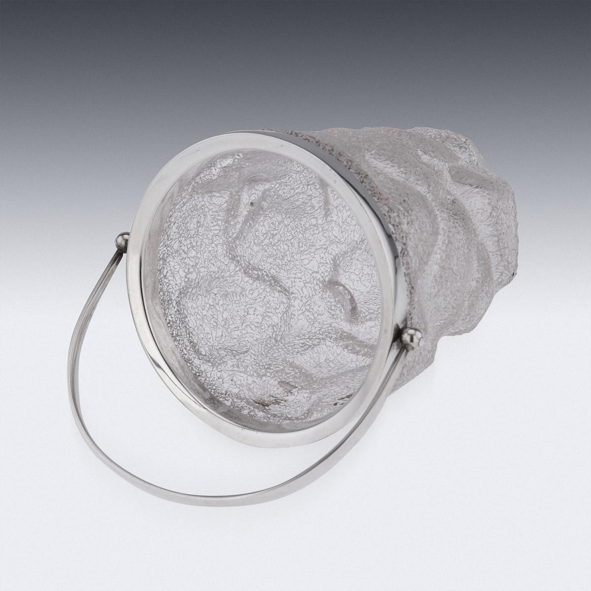 19th Century Victorian Solid Silver & Cracked Glass Ice Bucket, c.1896 3