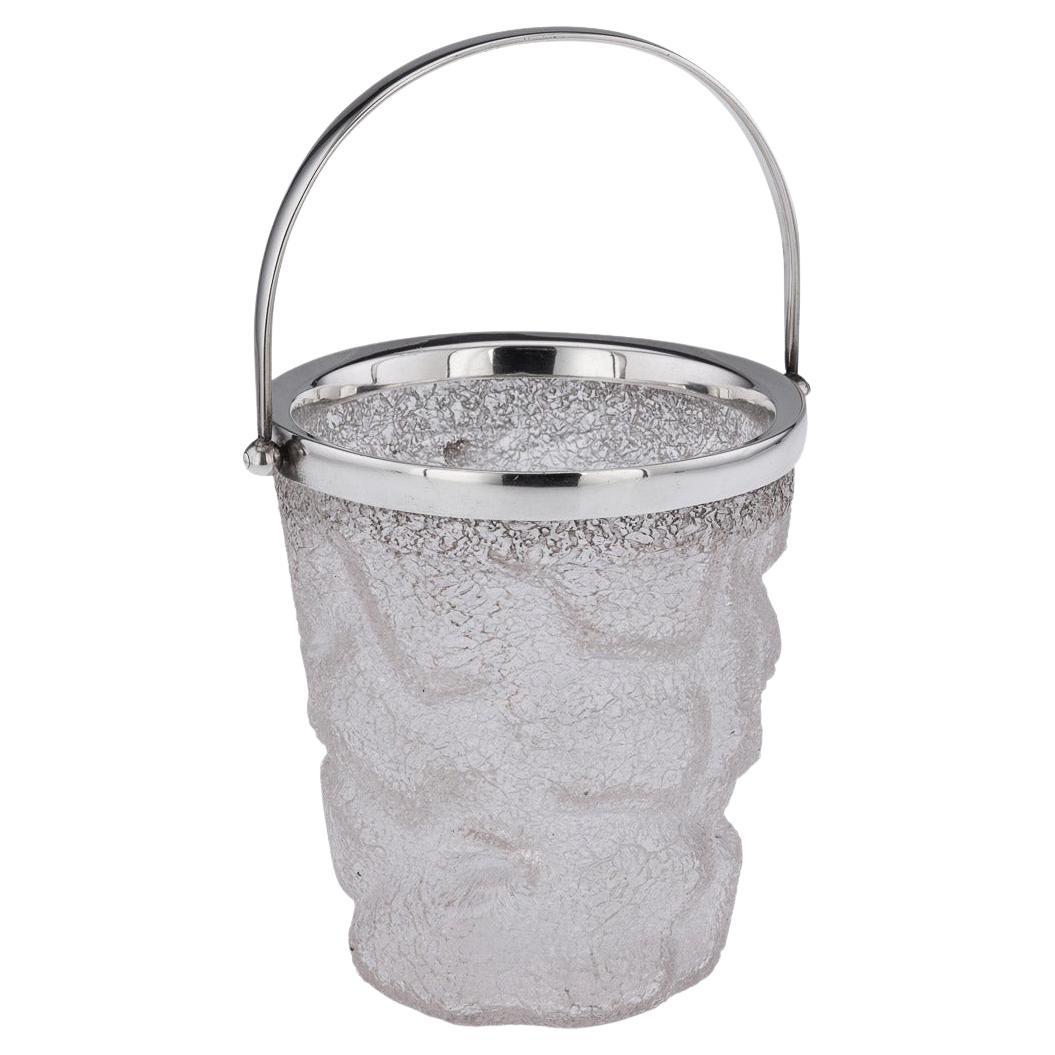 19th Century Victorian Solid Silver & Cracked Glass Ice Bucket, c.1896