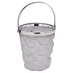 Antique 19th Century Victorian Solid Silver & Cracked Glass Ice Bucket, c.1896