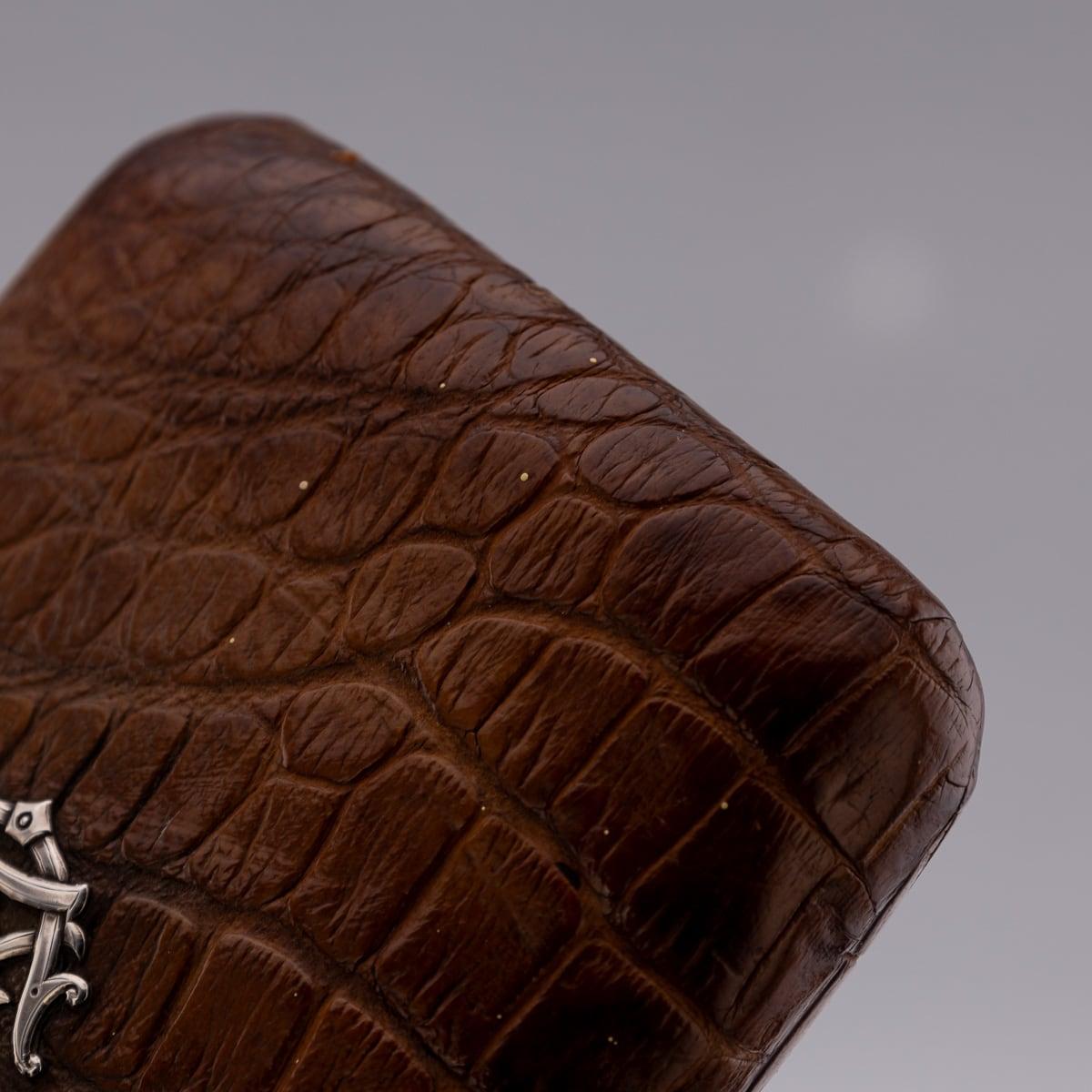 19th Century Victorian Solid Silver Crocodile Leather Cigar Case, Asprey c.1878 For Sale 6